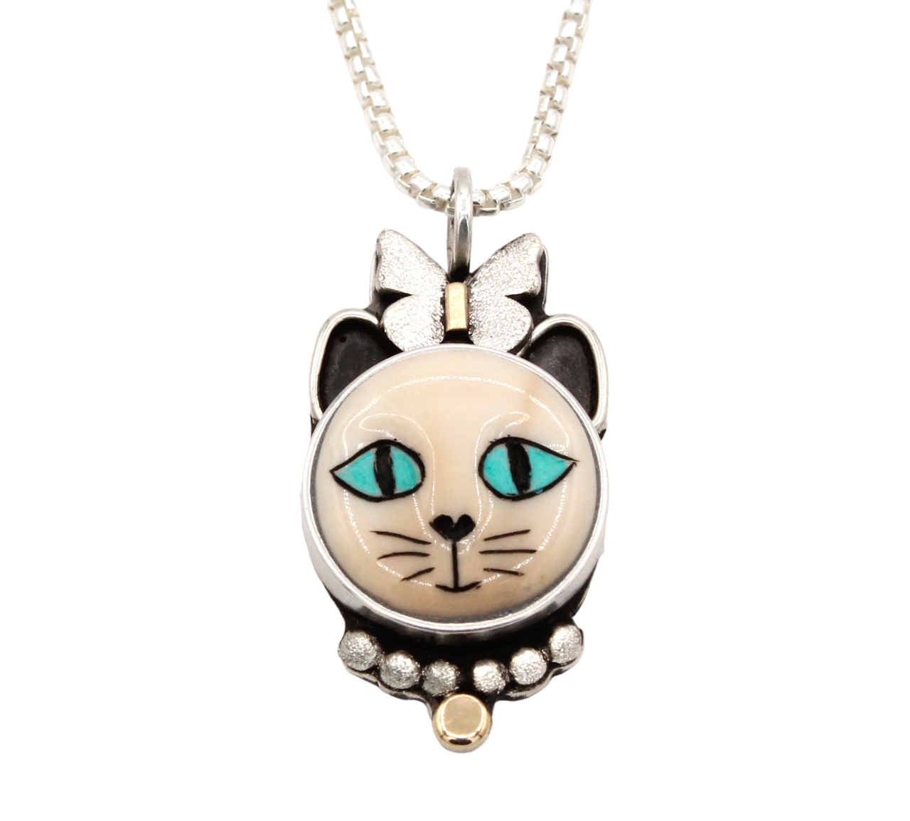 Medium Cat with Blue Eyes Pendant-Jewelry-Michelle Tapia-Sorrel Sky Gallery