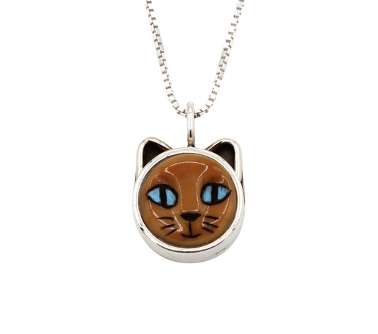 Orange Cat with Blue Eyes Pendant-Jewelry-Michelle Tapia-Sorrel Sky Gallery