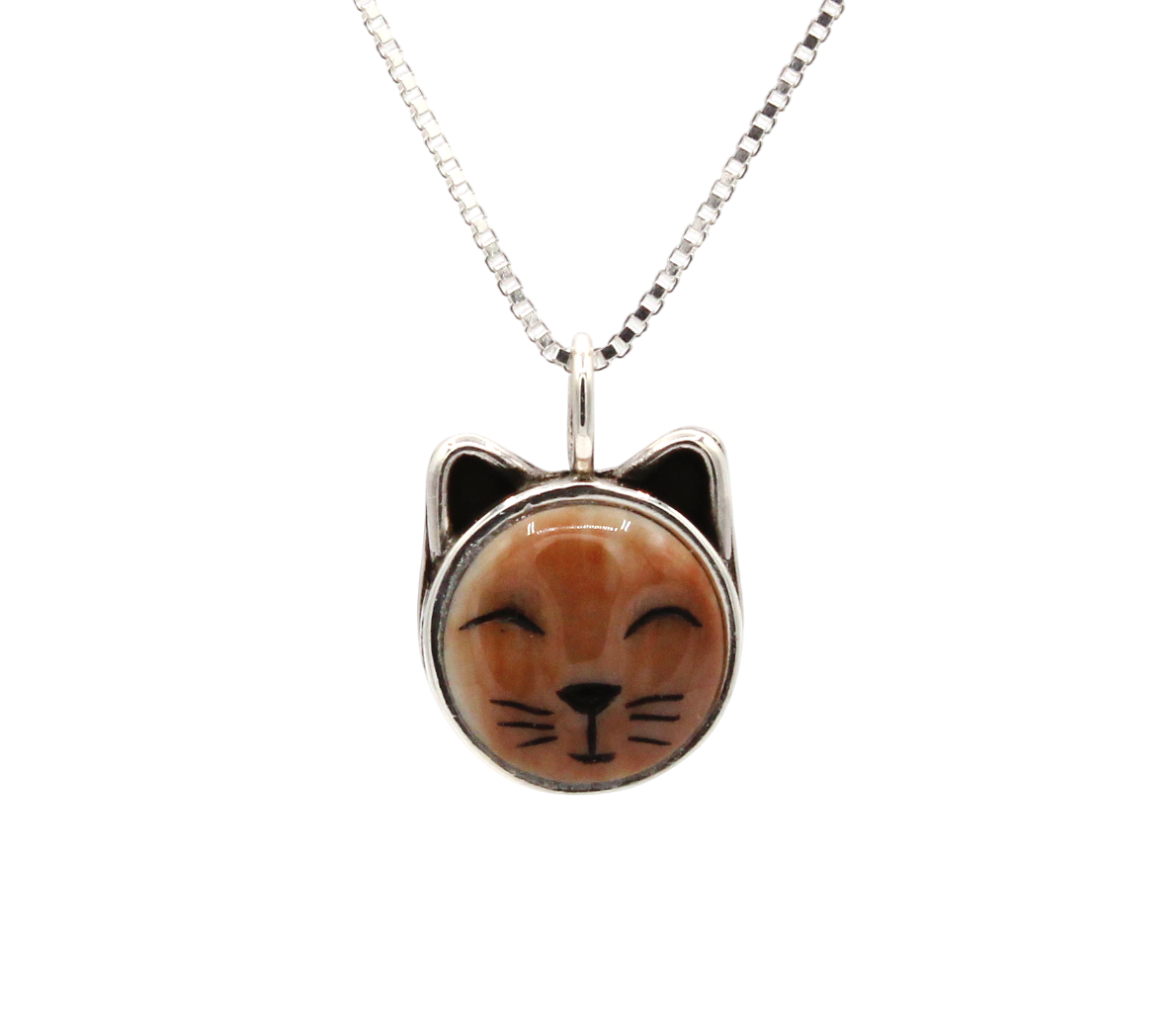 Orange Sleeping Cat Pendant-Jewelry-Michelle Tapia-Sorrel Sky Gallery