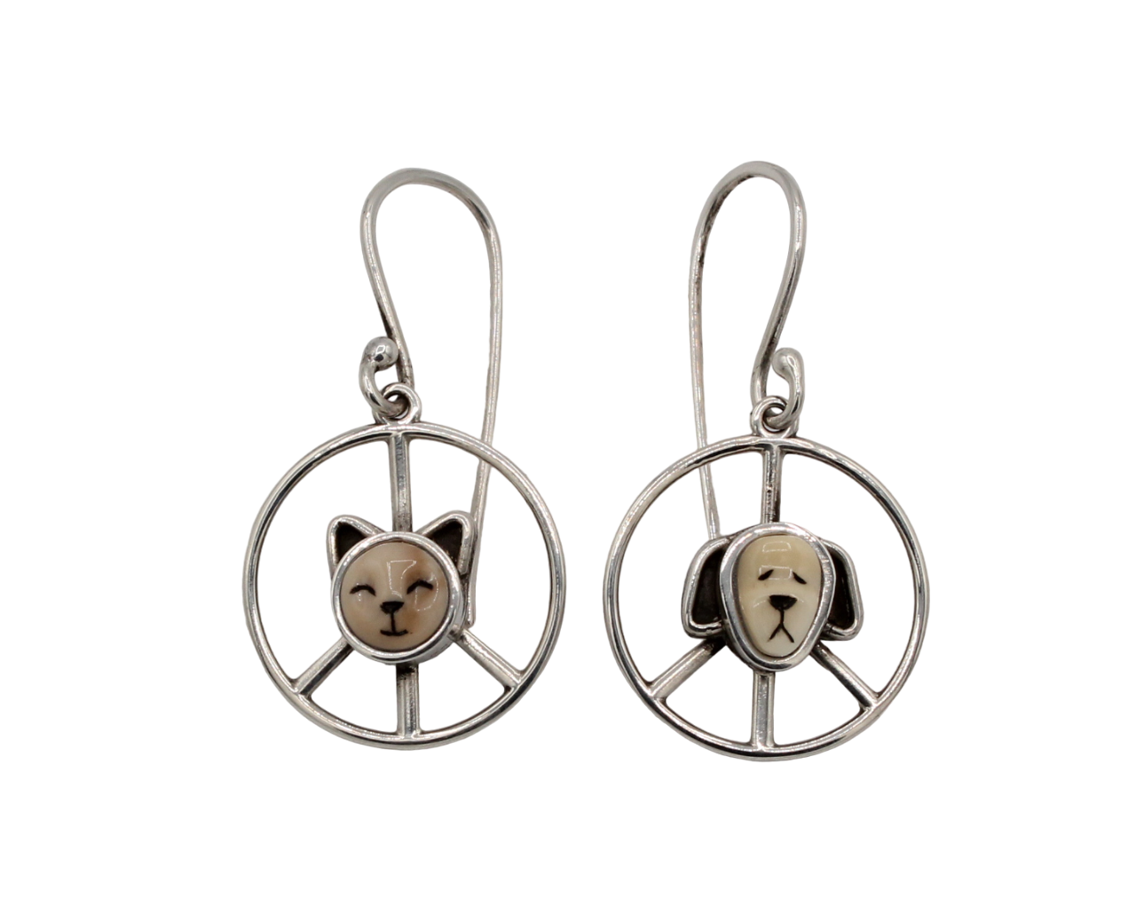 Puppy and Kitten Peace Earrings-Jewelry-Michelle Tapia-Sorrel Sky Gallery