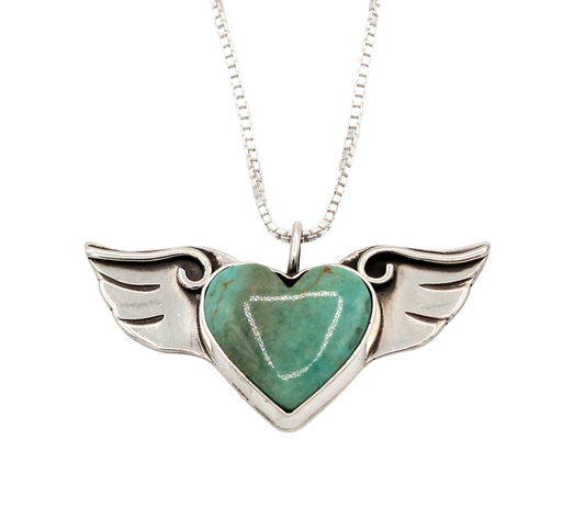 Turquoise Winged Heart Pendant-Jewelry-Michelle Tapia-Sorrel Sky Gallery