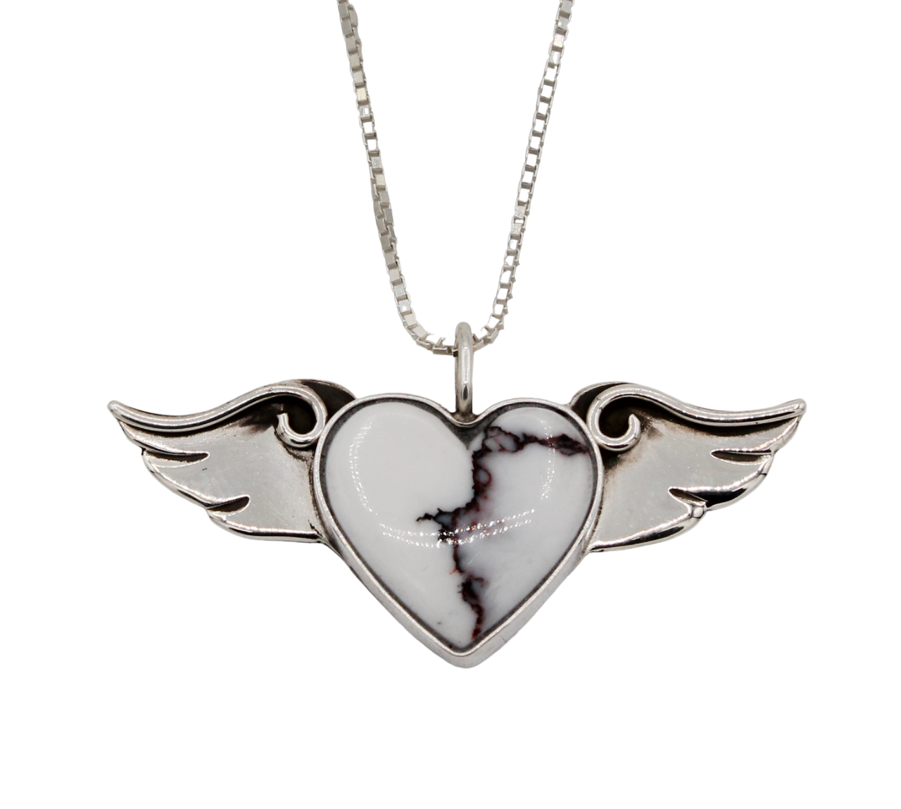 White Buffalo Winged Heart Pendant-Jewelry-Michelle Tapia-Sorrel Sky Gallery