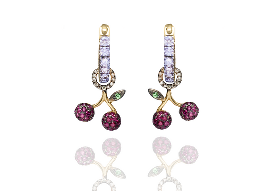 Cherry Charm Diamond Hoop Earrings-Jewelry-Nayla Shami-Sorrel Sky Gallery