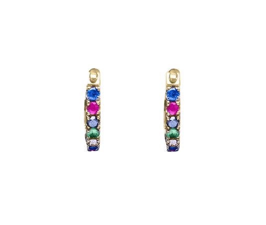 Multi Stone Hoop Earrings-Jewelry-Nayla Shami-Sorrel Sky Gallery