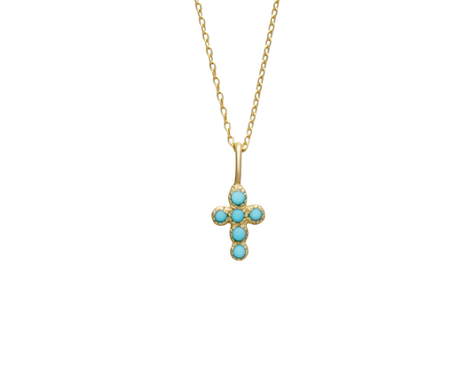 Sleeping Beauty Turquoise Baby Cross Necklace