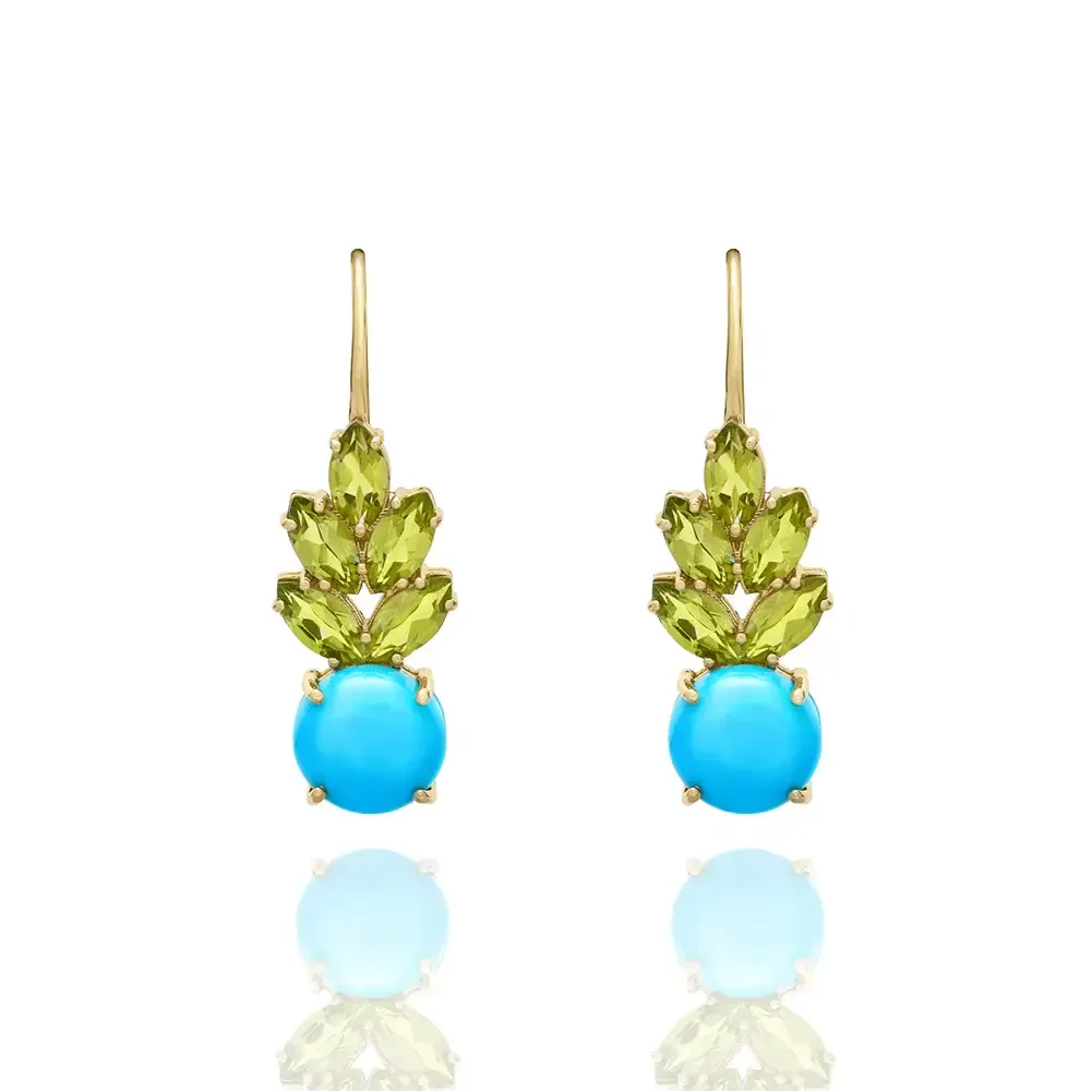 Turquoise And Peridot Tropical Pineapple Earrings-Jewelry-Nayla Shami-Sorrel Sky Gallery