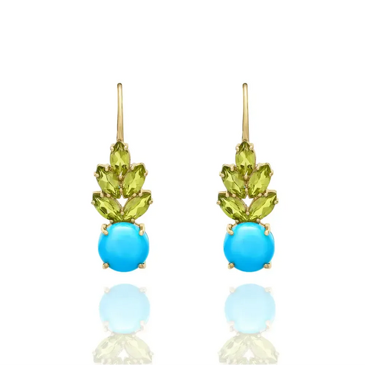 Turquoise And Peridot Tropical Pineapple Earrings-Jewelry-Nayla Shami-Sorrel Sky Gallery