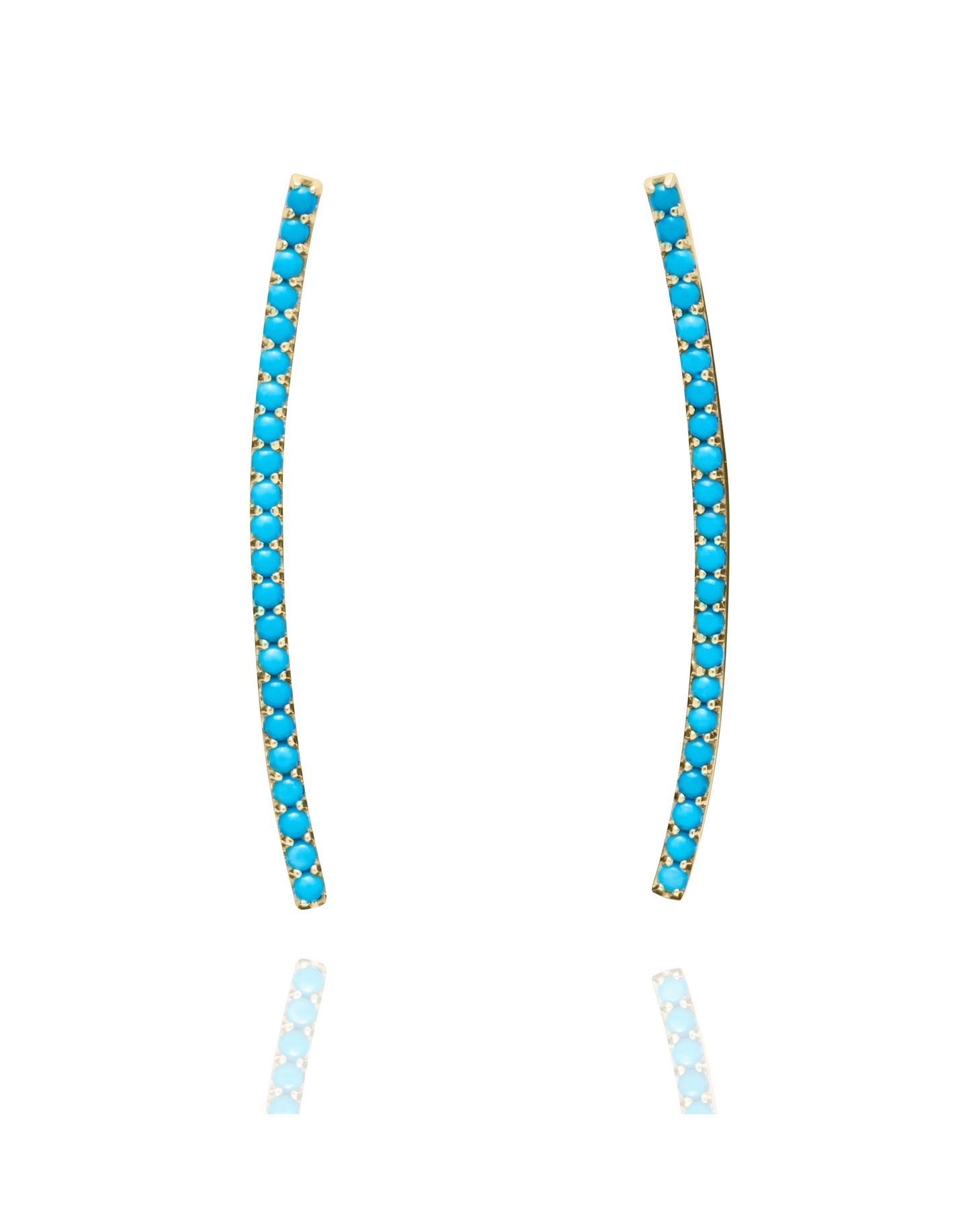 Turquoise Cabochon Curved Line Earrings-Jewelry-Nayla Shami-Sorrel Sky Gallery