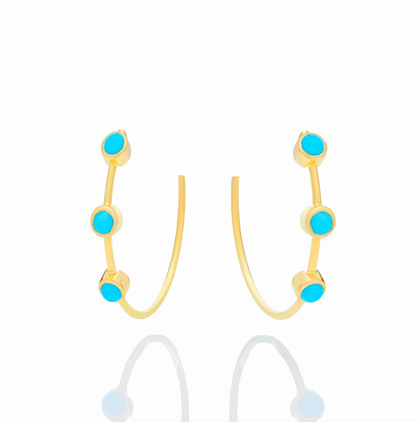 Turquoise Cabochon Hoop Earrings-Jewelry-Nayla Shami-Sorrel Sky Gallery