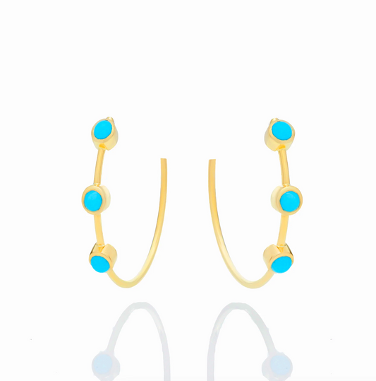 Turquoise Cabochon Hoop Earrings-Jewelry-Nayla Shami-Sorrel Sky Gallery