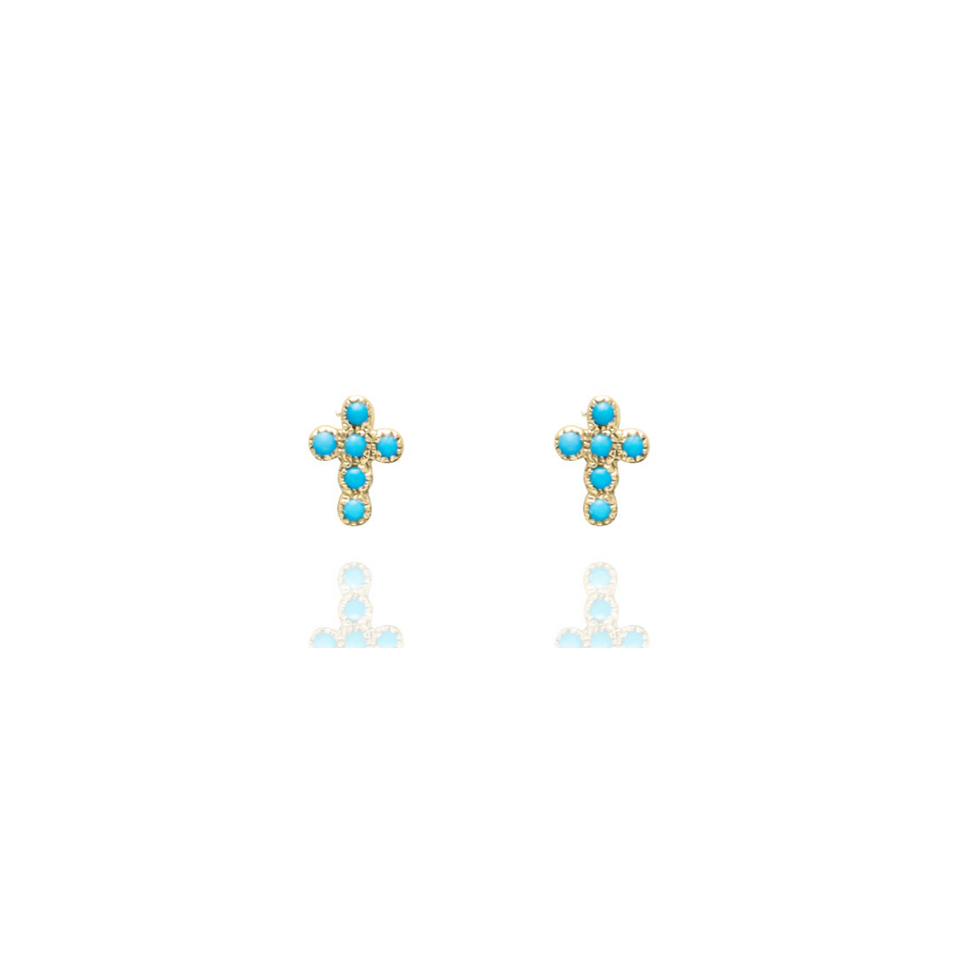 Turquoise Cross Stud Earrings-Jewelry-Nayla Shami-Sorrel Sky Gallery
