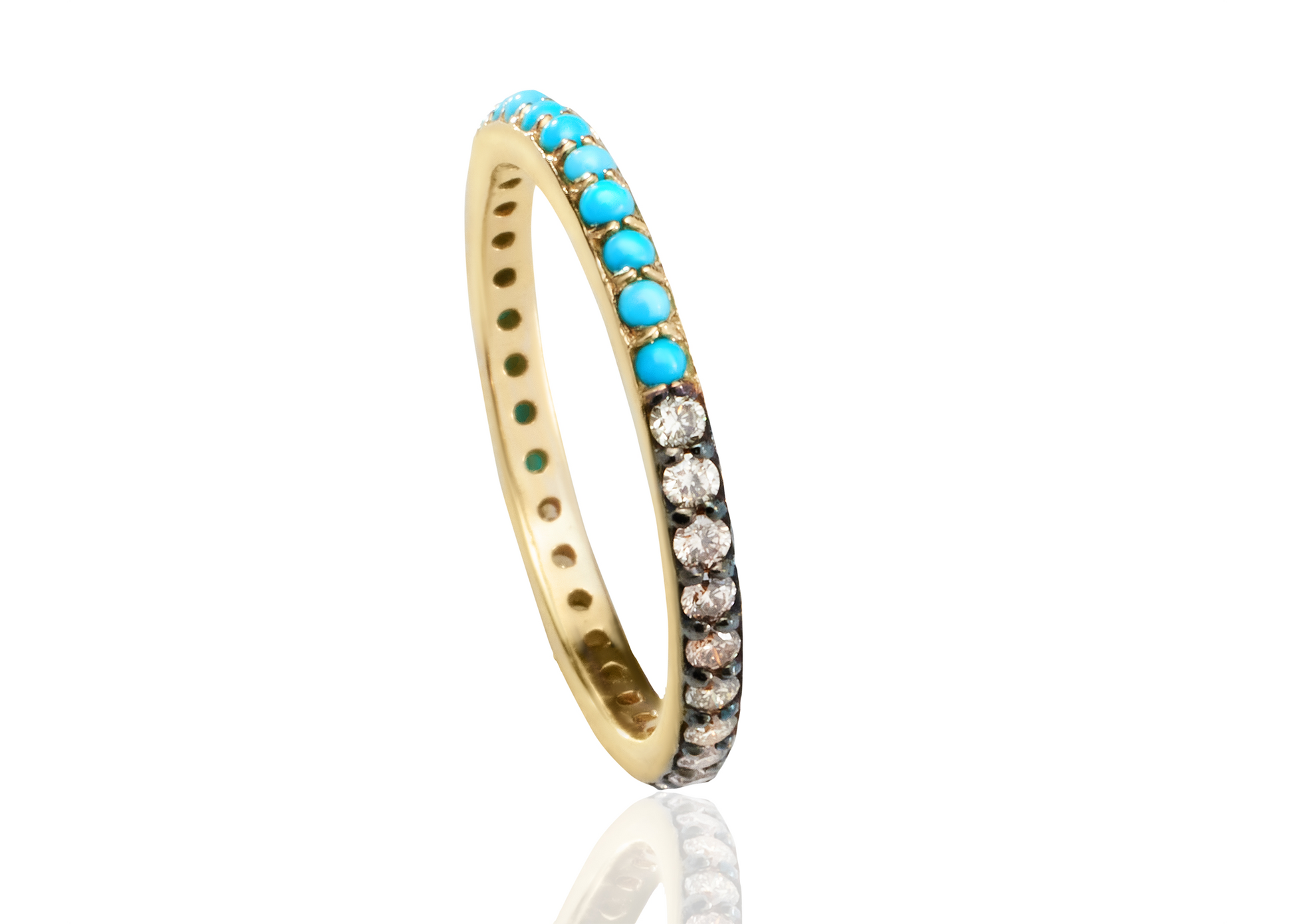 Turquoise and Champagne Diamonds Band-Jewelry-Nayla Shami-Sorrel Sky Gallery