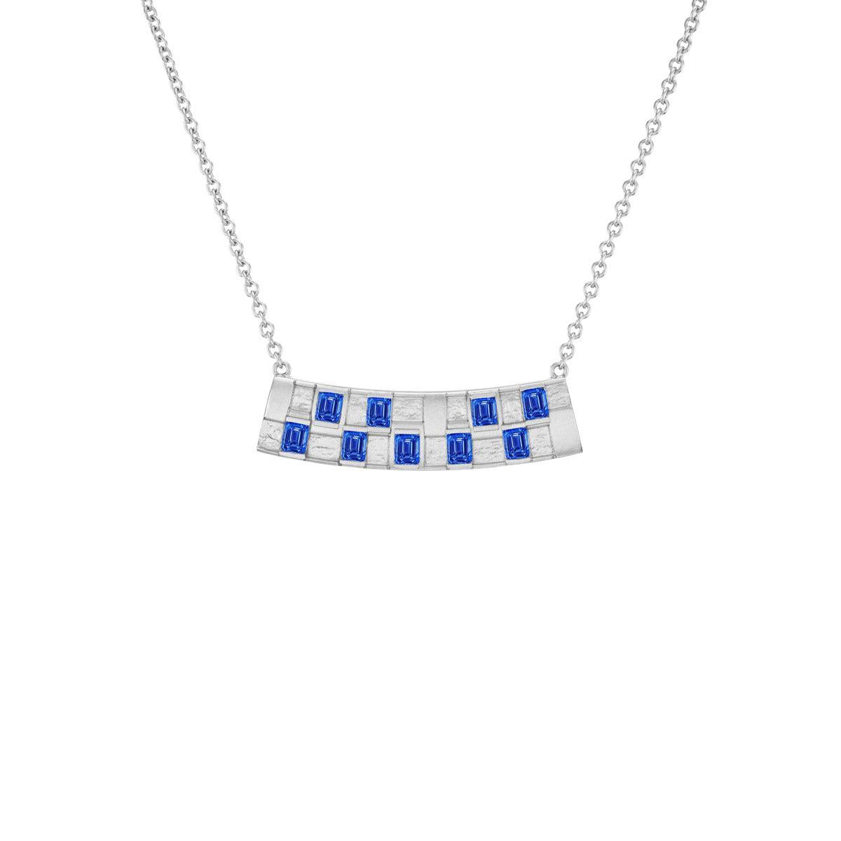 Basketweave Bar Necklace (Colored Stones)