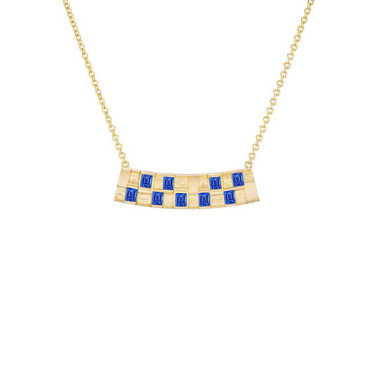 Basketweave Bar Necklace (Colored Stones)