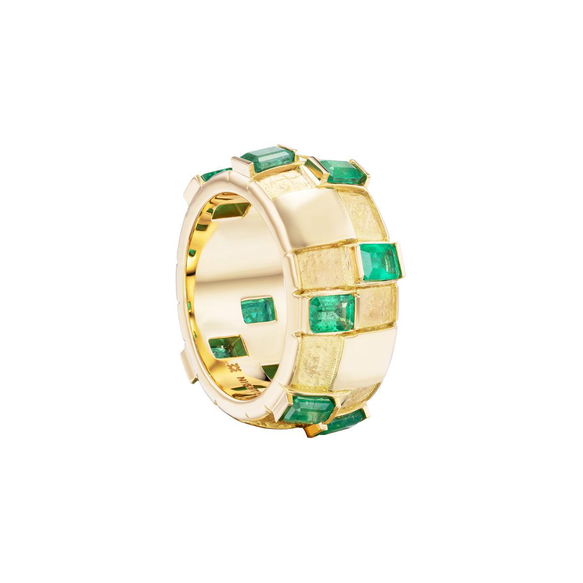 Basketweave Ring (Emeralds)-Jewelry-Nighthorse-Sorrel Sky Gallery