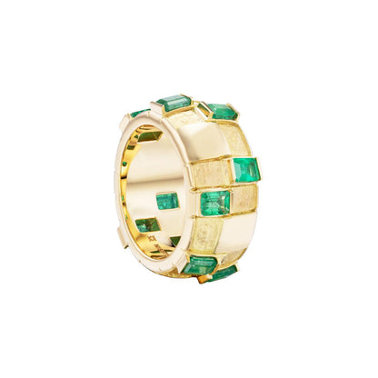 Basketweave Ring (Emeralds)-Jewelry-Nighthorse-Sorrel Sky Gallery