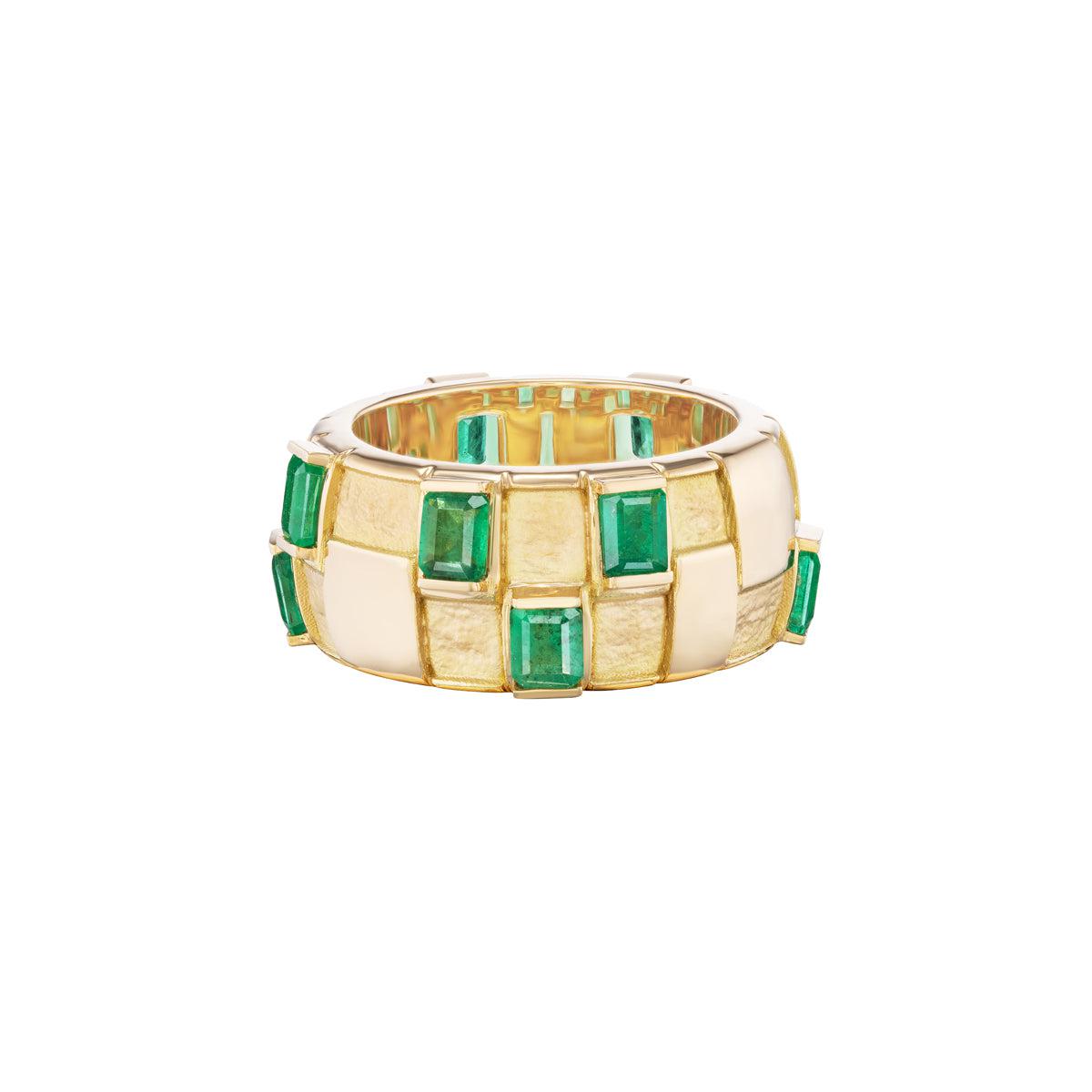 Basketweave Ring (Emeralds)-Jewelry-Nighthorse-Sorrel Sky Gallery