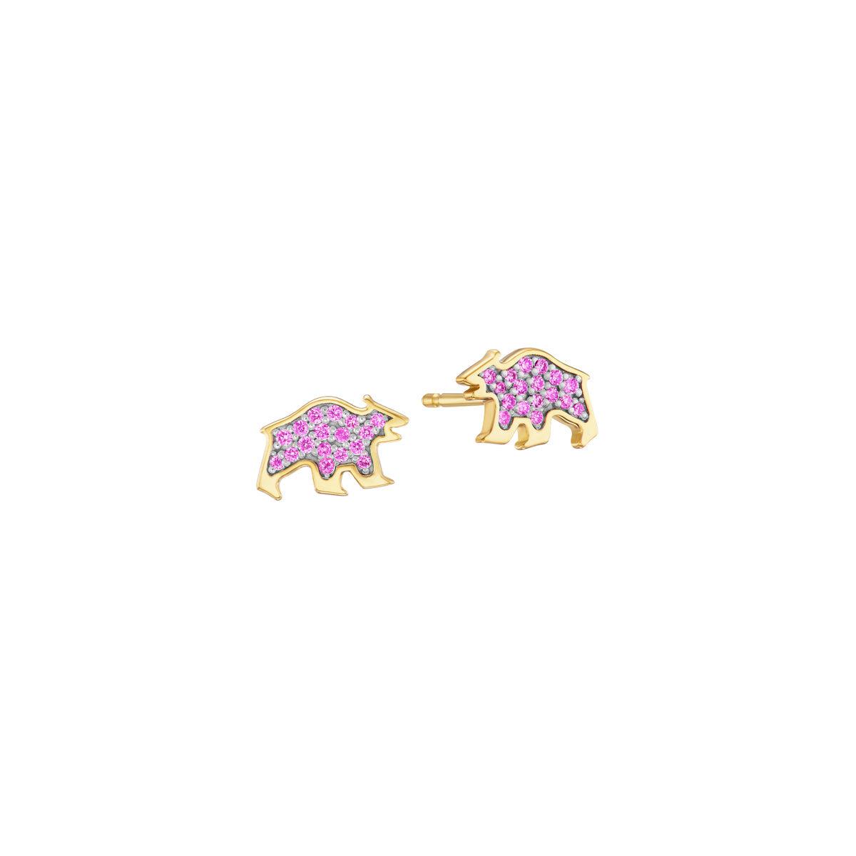 Bear Earrings (Pink Sapphires)-Jewelry-Nighthorse-Sorrel Sky Gallery