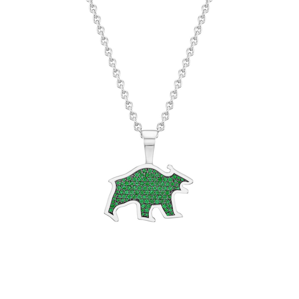 Bear Pendant (Emeralds)-Jewelry-Nighthorse-Sorrel Sky Gallery