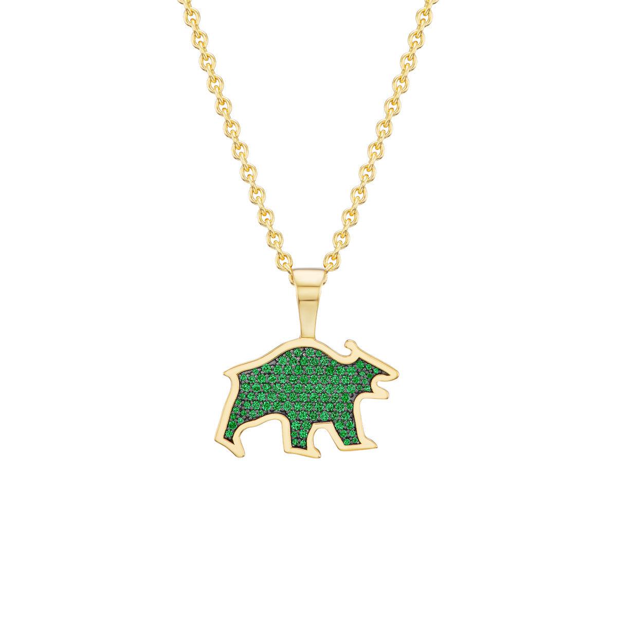 Bear Pendant (Emeralds)-Jewelry-Nighthorse-Sorrel Sky Gallery