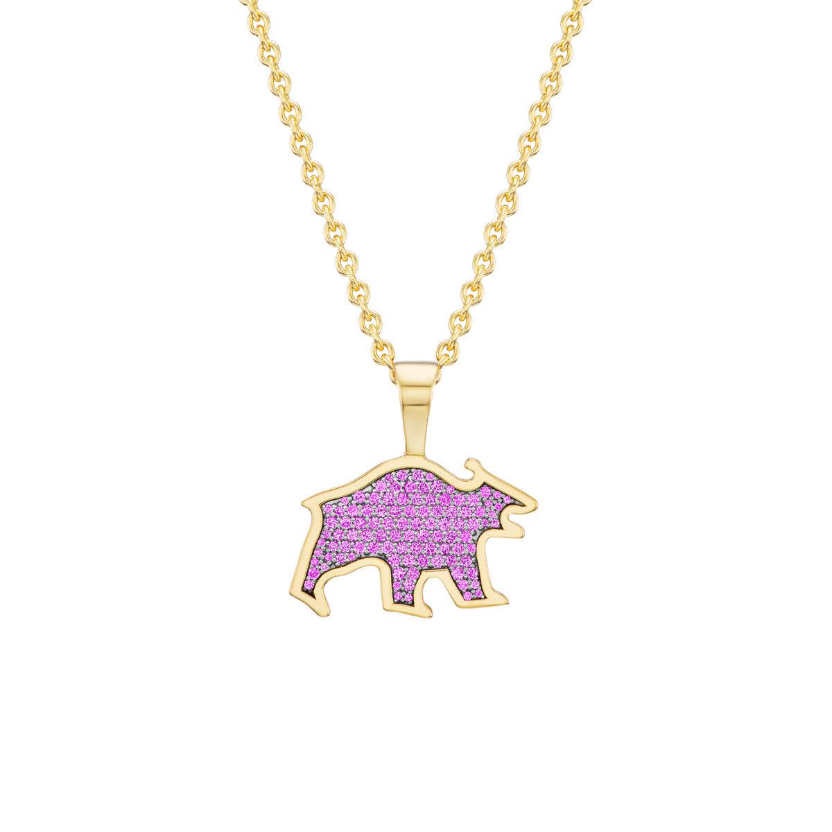 Bear Pendant (Pink Sapphires)-Jewelry-Nighthorse-Sorrel Sky Gallery