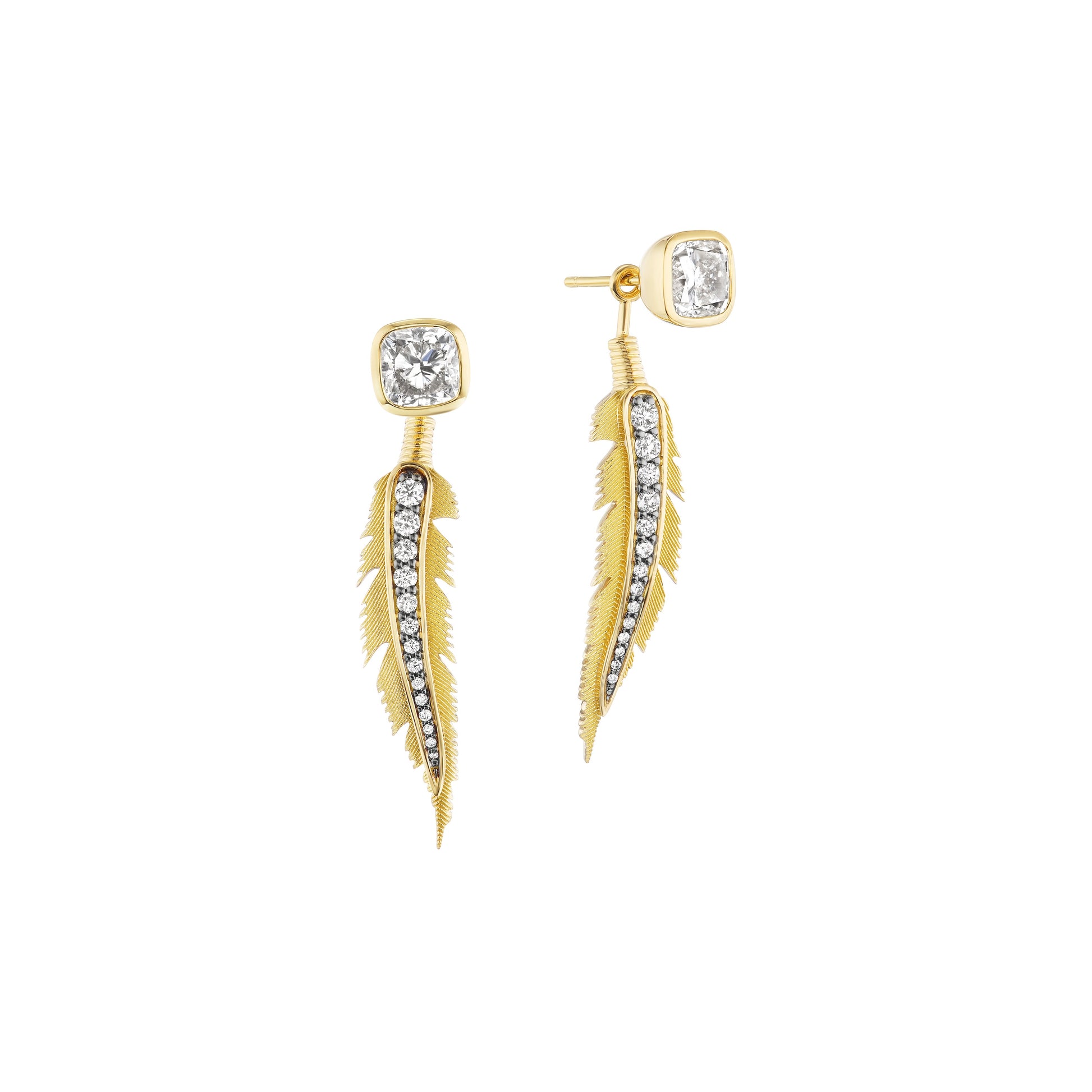 Feather Earrings (Cushion Studs)-Jewelry-Nighthorse-Sorrel Sky Gallery