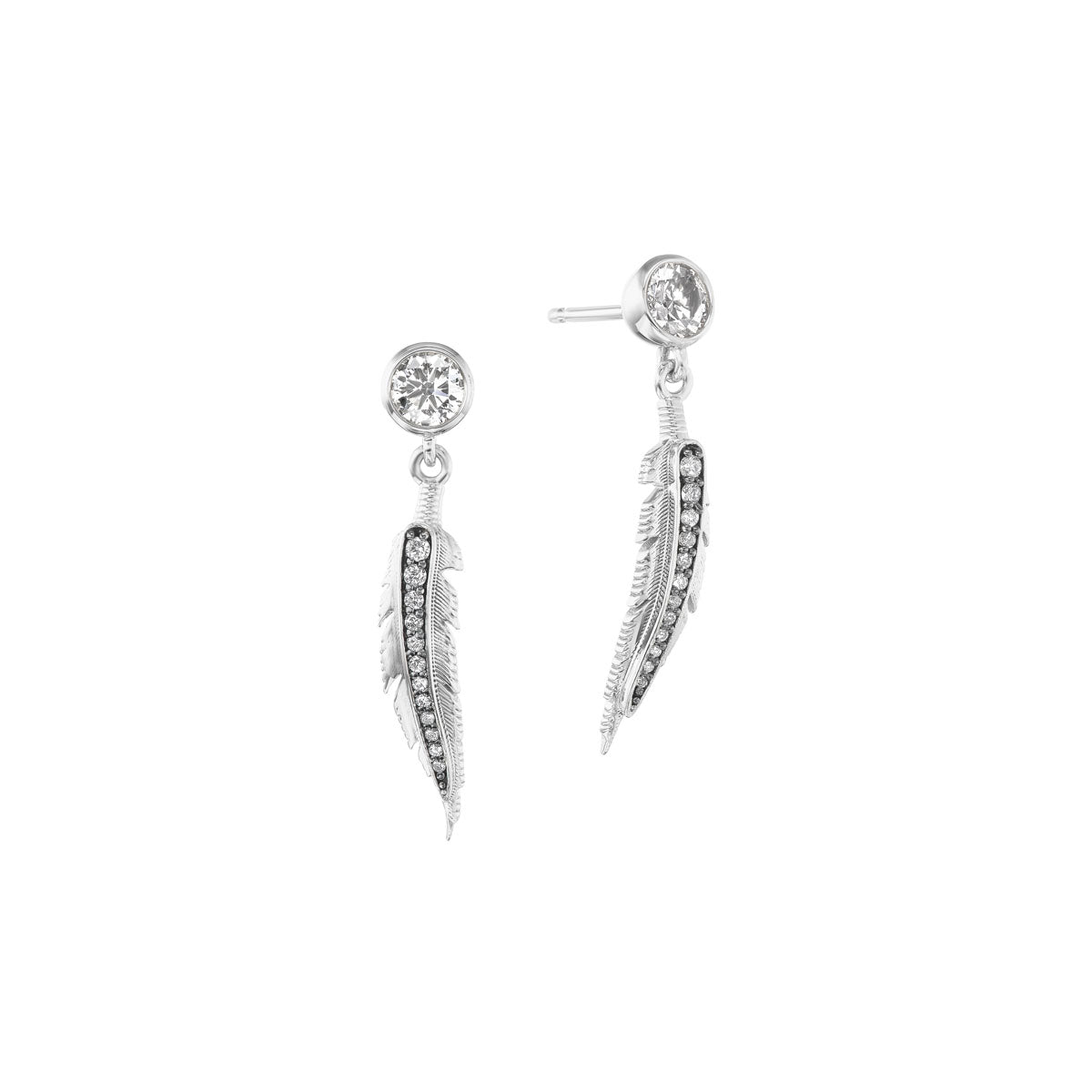 Feather Earrings (Diamonds)-Jewelry-Nighthorse-Sorrel Sky Gallery