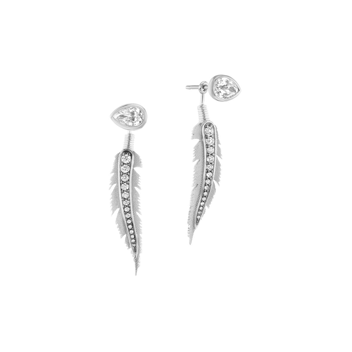Feather Earrings (Pear Studs)