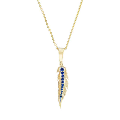 Feather Pendant (Blue Sapphires)-Jewelry-Nighthorse-Sorrel Sky Gallery