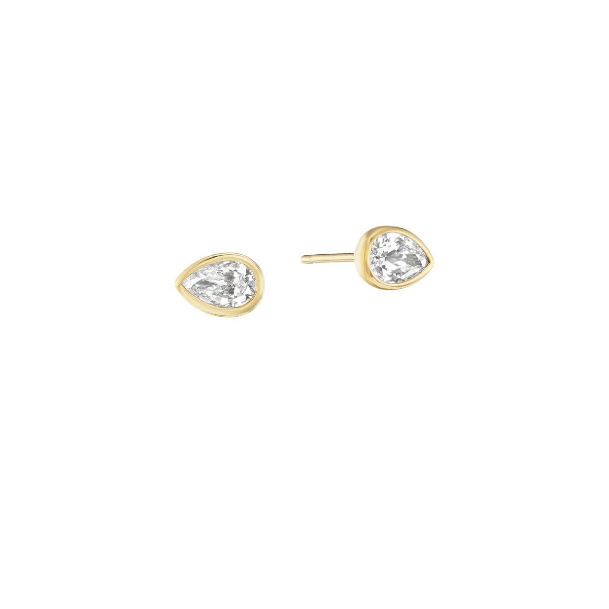Pear Shaped Diamond Stud Earrings-Jewelry-Nighthorse-Sorrel Sky Gallery
