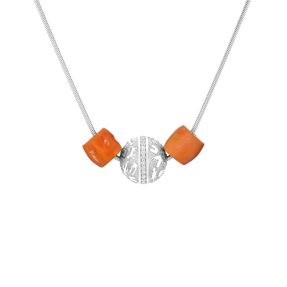 Rock Art Bead (Diamonds & Coral)-Jewelry-Nighthorse-Sorrel Sky Gallery