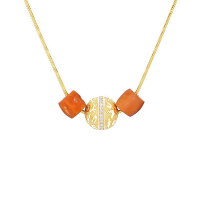 Rock Art Bead (Diamonds & Coral)-Jewelry-Nighthorse-Sorrel Sky Gallery