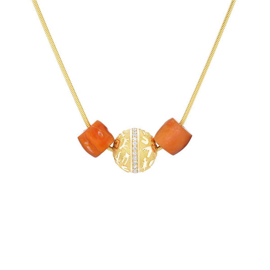 Rock Art Bead (Diamonds & Coral)-Jewelry-Nighthorse-Sorrel Sky Gallery