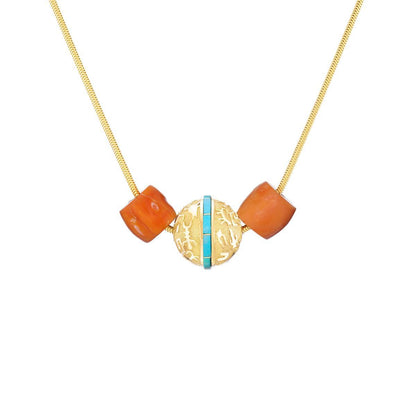 Rock Art Bead (Turquoise & Coral)-Jewelry-Nighthorse-Sorrel Sky Gallery