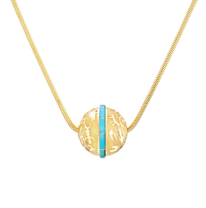 Rock Art Bead (Turquoise Inlay)