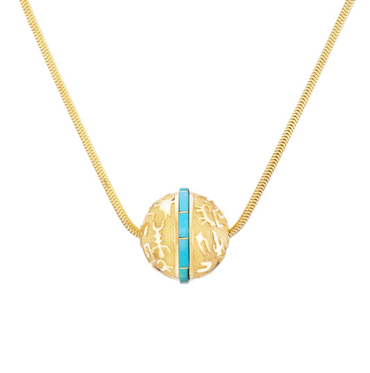 Rock Art Bead (Turquoise Inlay)