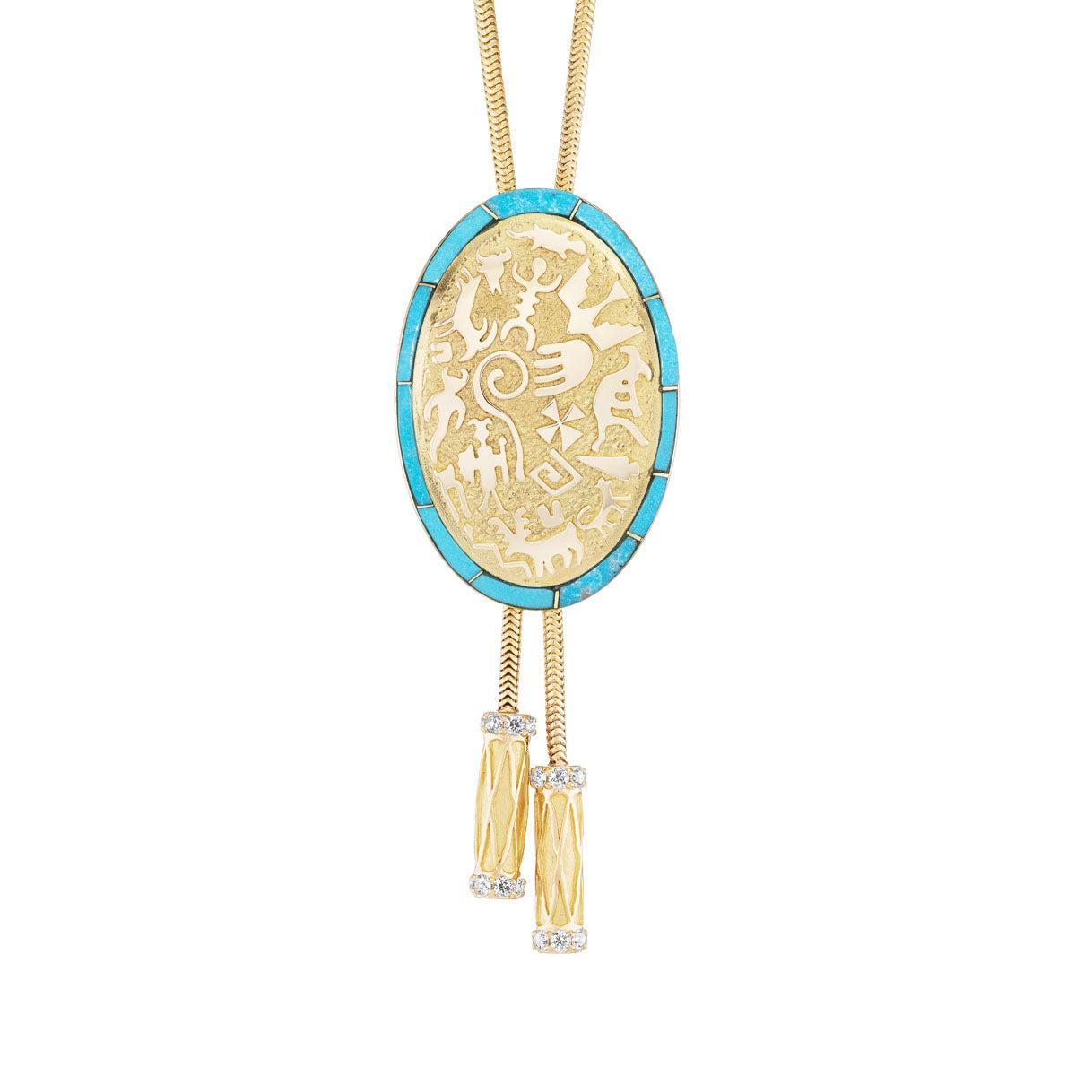 Rock Art Bolo Tie - Inlay-Jewelry-Nighthorse-Sorrel Sky Gallery