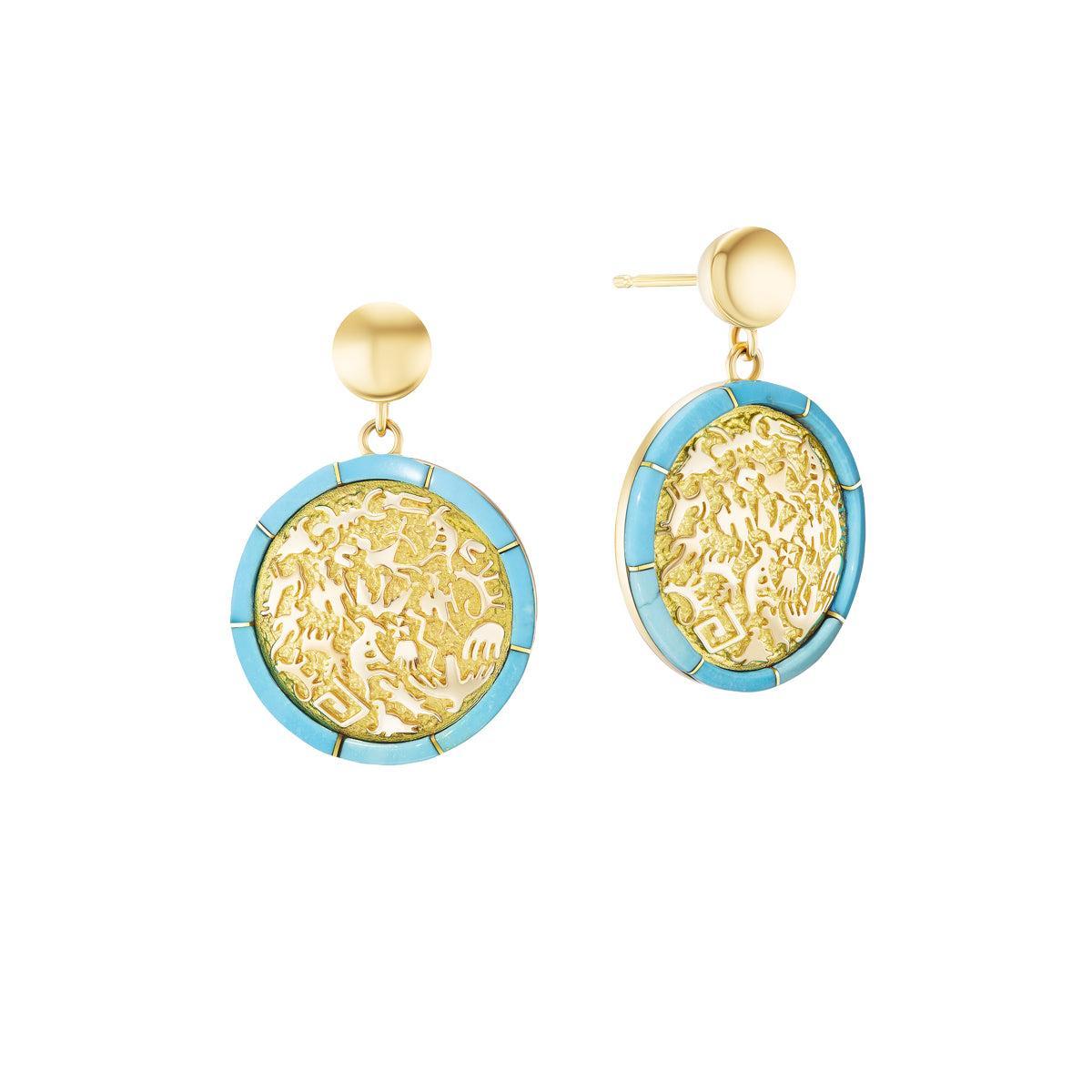 Rock Art Earrings (Inlay)-Jewelry-Nighthorse-Sorrel Sky Gallery