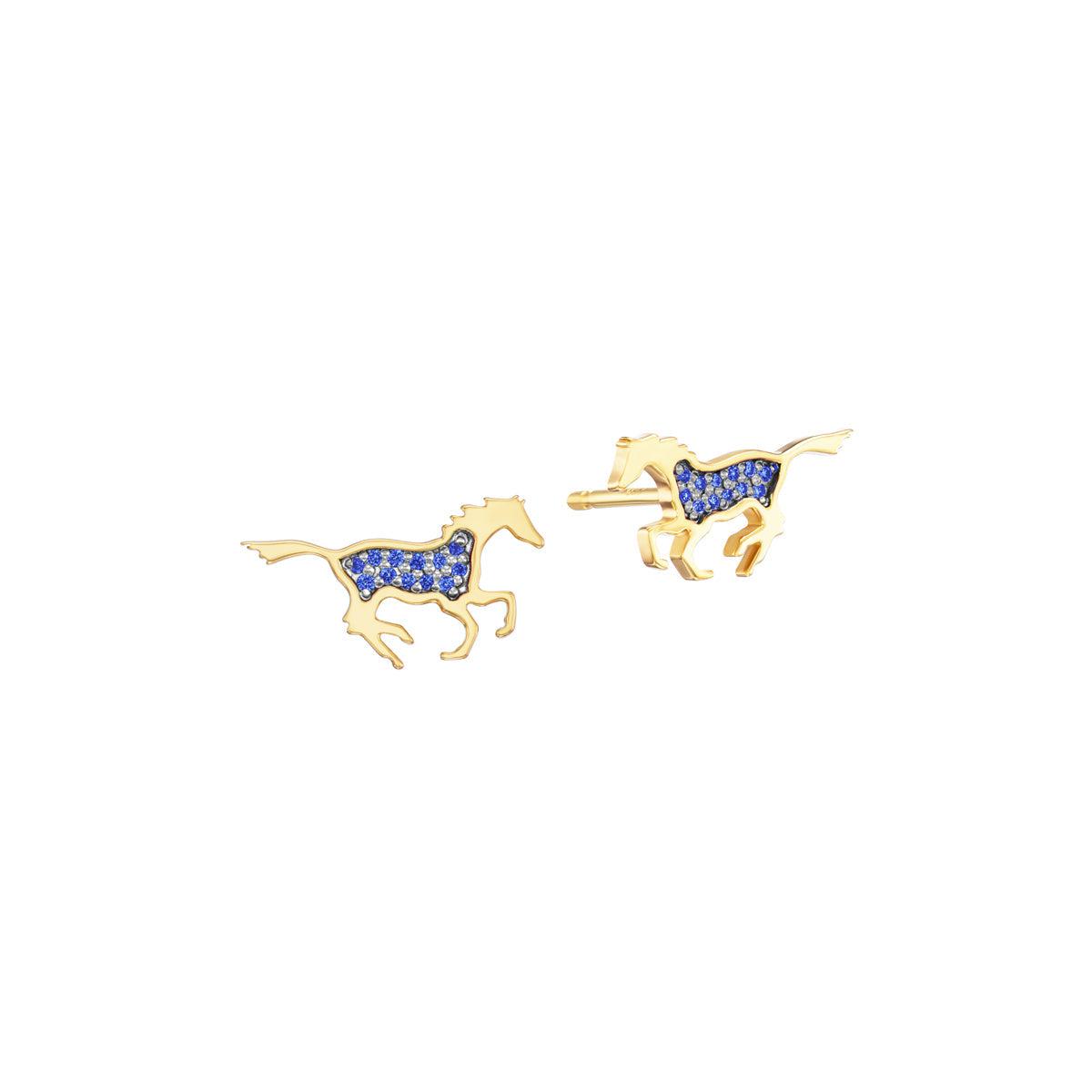 Running Horse Earrings (Blue Sapphire)-Jewelry-Nighthorse-Sorrel Sky Gallery