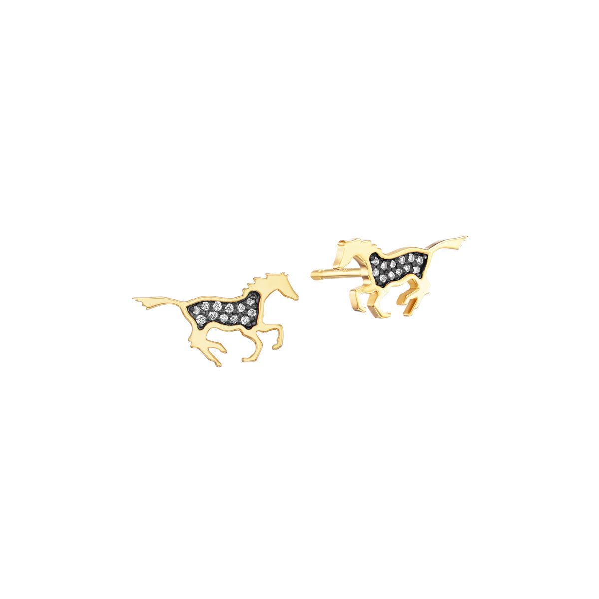 Running Horse Earrings (Diamonds)-Jewelry-Nighthorse-Sorrel Sky Gallery