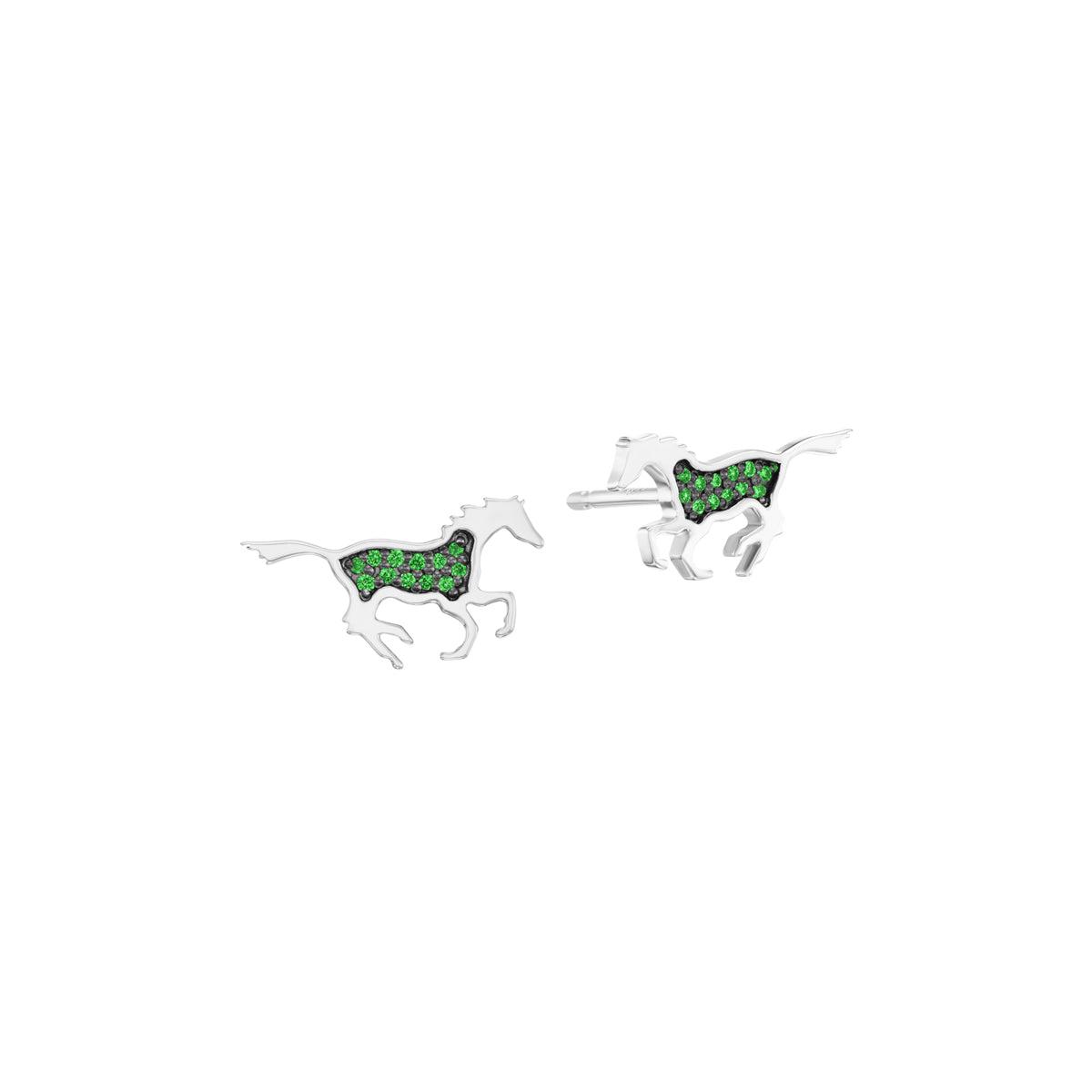 Running Horse Earrings (Emeralds)-Jewelry-Nighthorse-Sorrel Sky Gallery