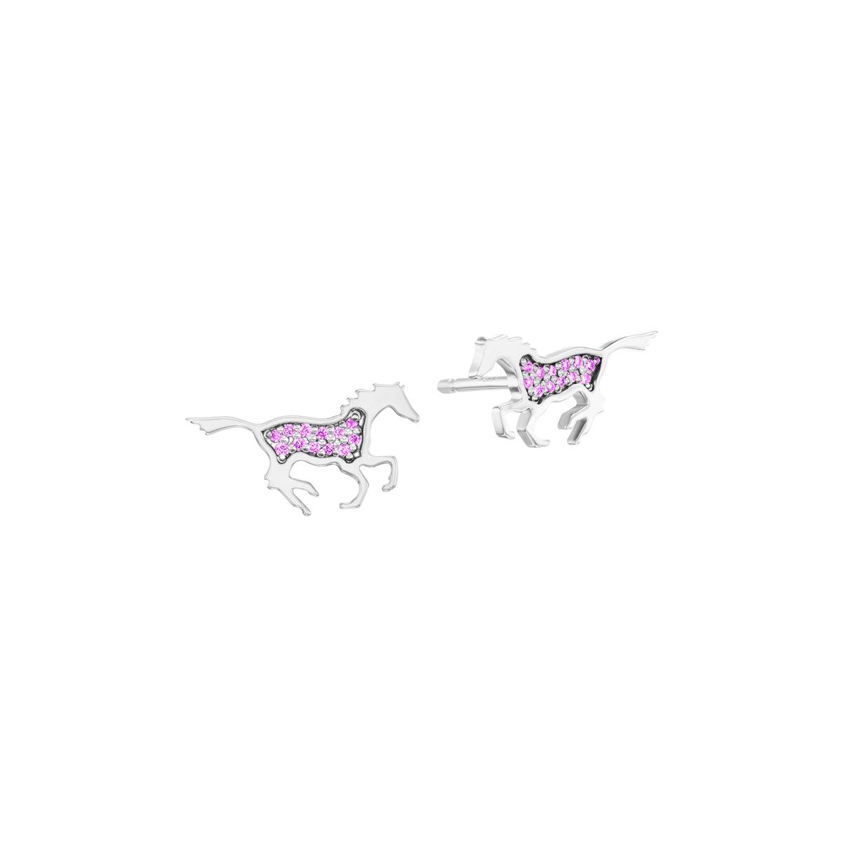 Running Horse Earrings (Pink Sapphire)-Jewelry-Nighthorse-Sorrel Sky Gallery