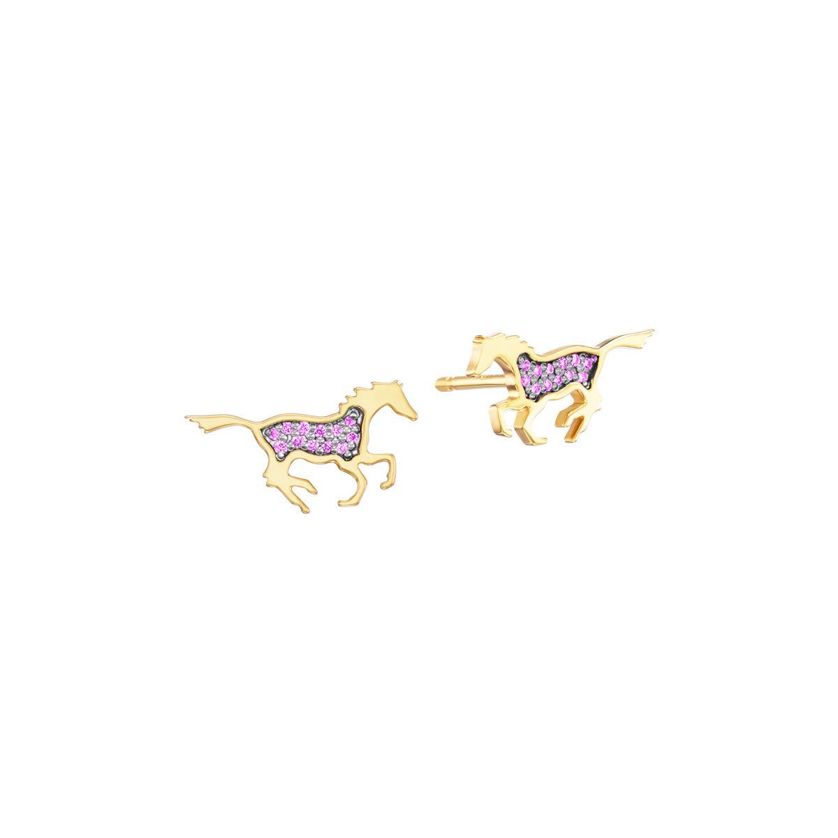 Running Horse Earrings (Pink Sapphire)-Jewelry-Nighthorse-Sorrel Sky Gallery