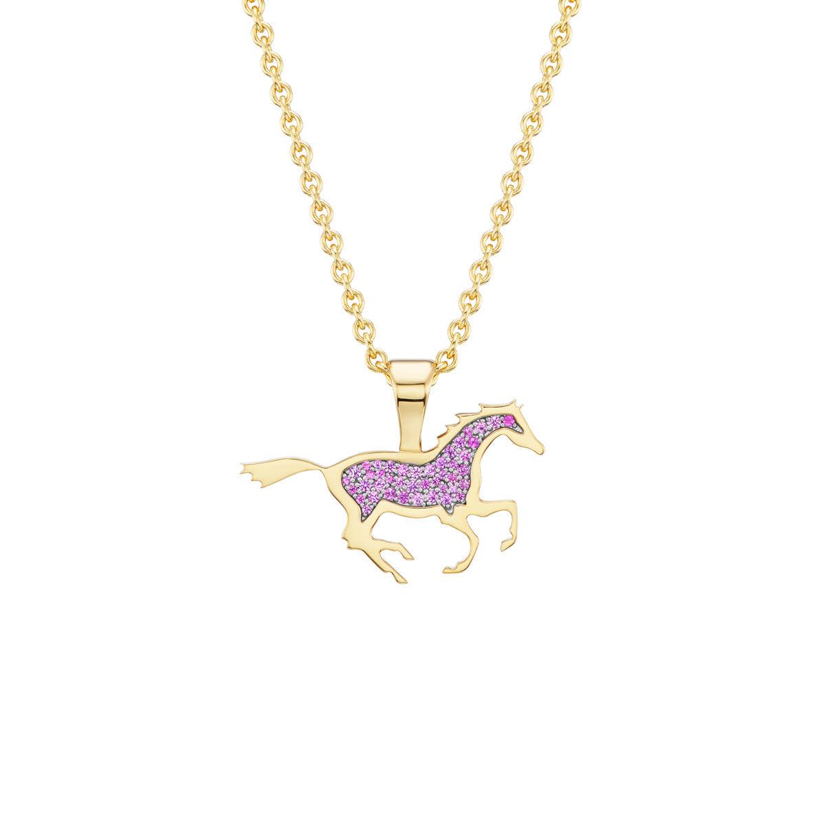 Running Horse Pendant (Pink Sapphires)-Jewelry-Nighthorse-Sorrel Sky Gallery