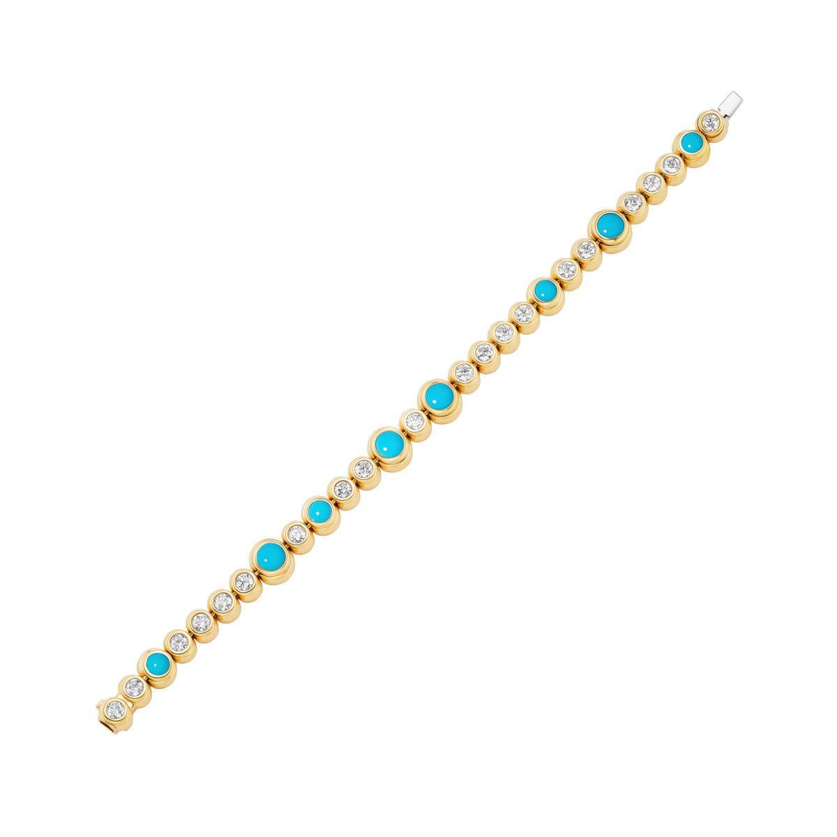 Tennis Bracelet - Diamonds & turquoise-Jewelry-Nighthorse-Sorrel Sky Gallery