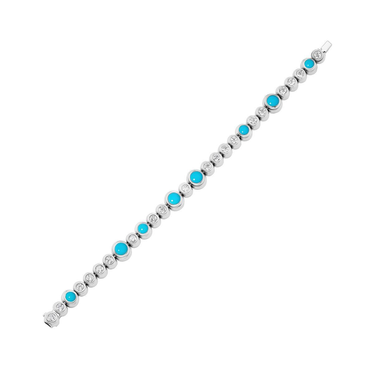 Tennis Bracelet - Diamonds & turquoise-Jewelry-Nighthorse-Sorrel Sky Gallery