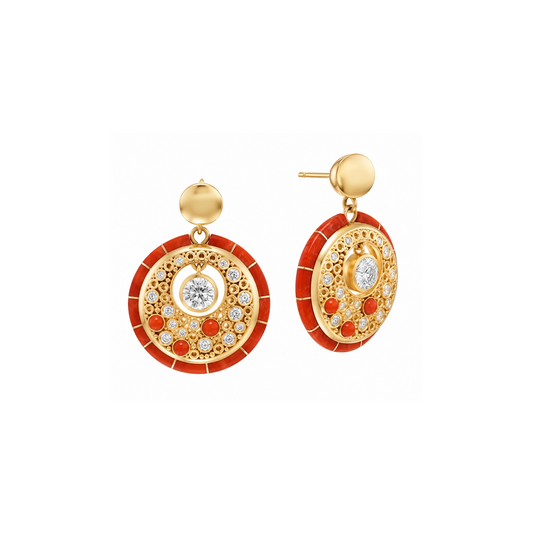 Galaxy Earrings (Coral)-jewelry-Nighthorse-Sorrel Sky Gallery