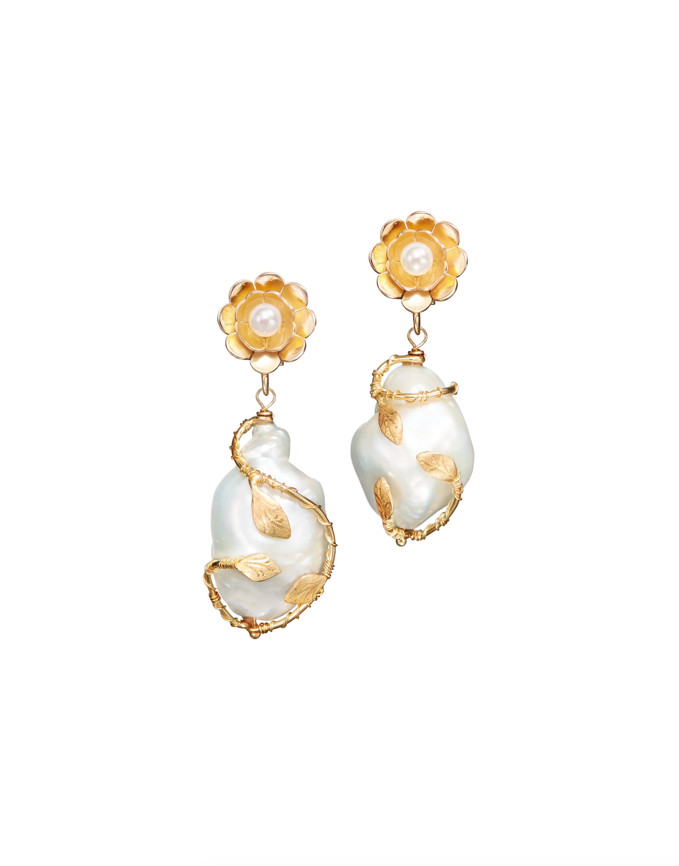 Hedera Pearl Drop Earrings-Jewelry-Of Rare Origin-Sorrel Sky Gallery