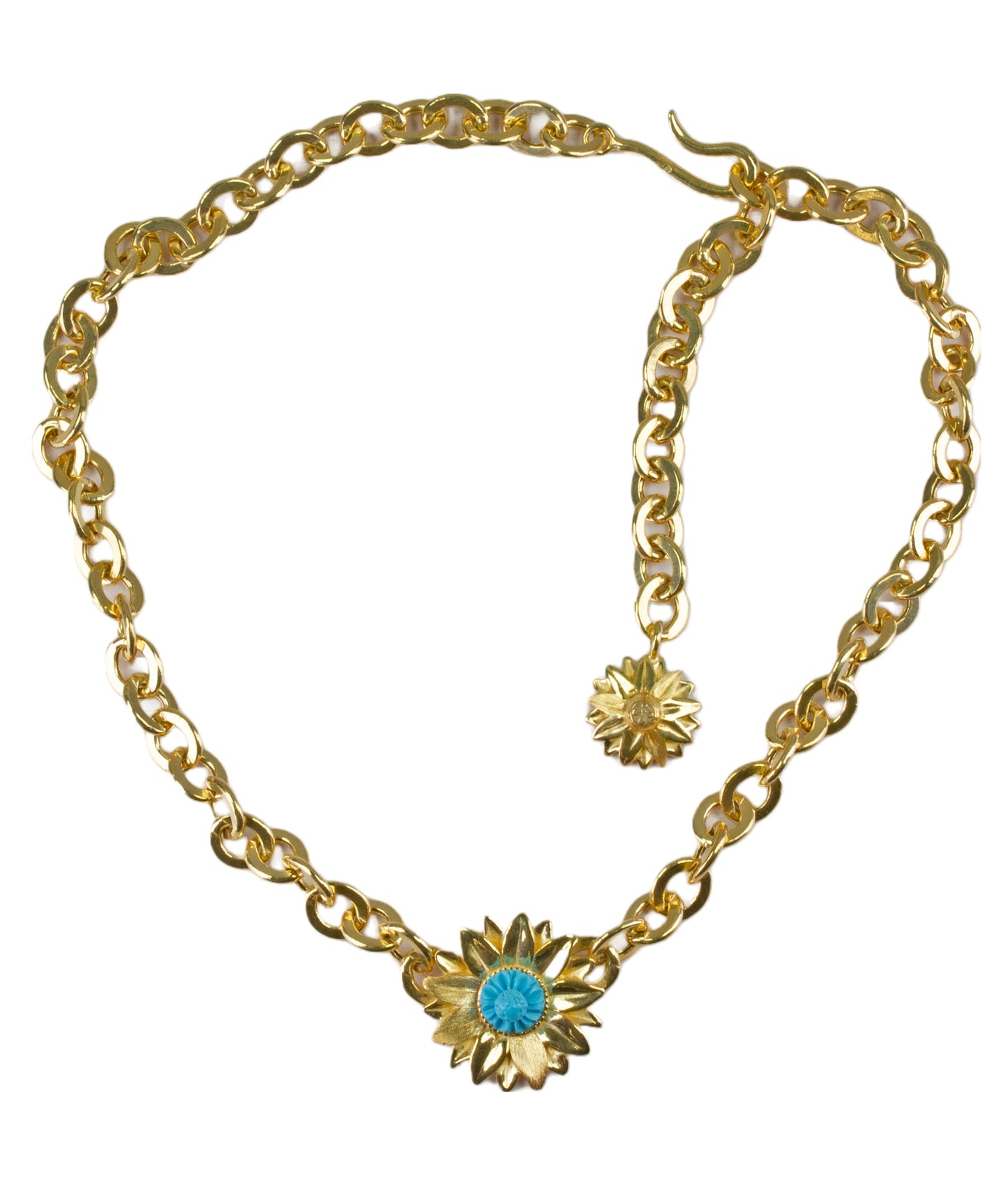 Single Flower Necklace with Turquoise-Jewelry-Of Rare Origin-Sorrel Sky Gallery