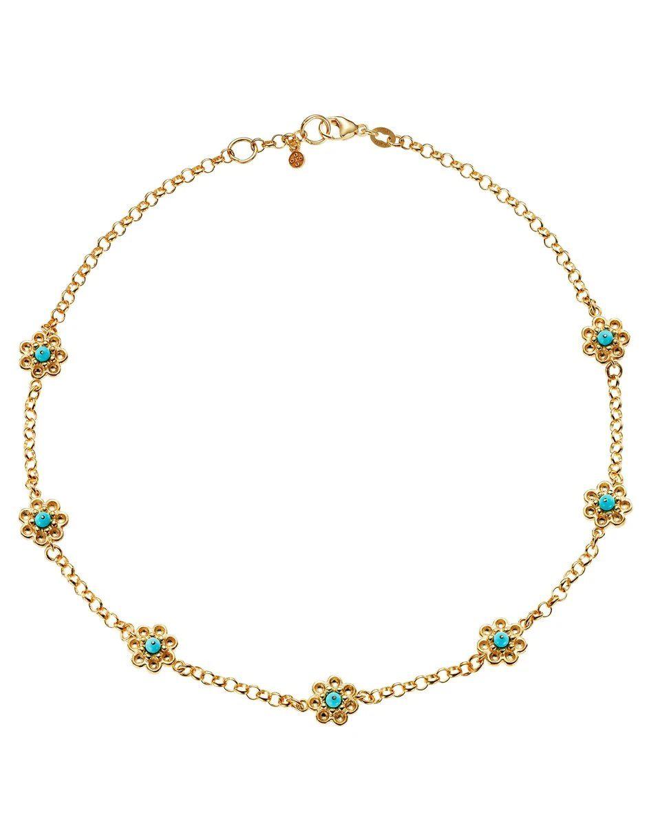 Turquoise Daisy Chain Necklace-Jewelry-Of Rare Origin-Sorrel Sky Gallery